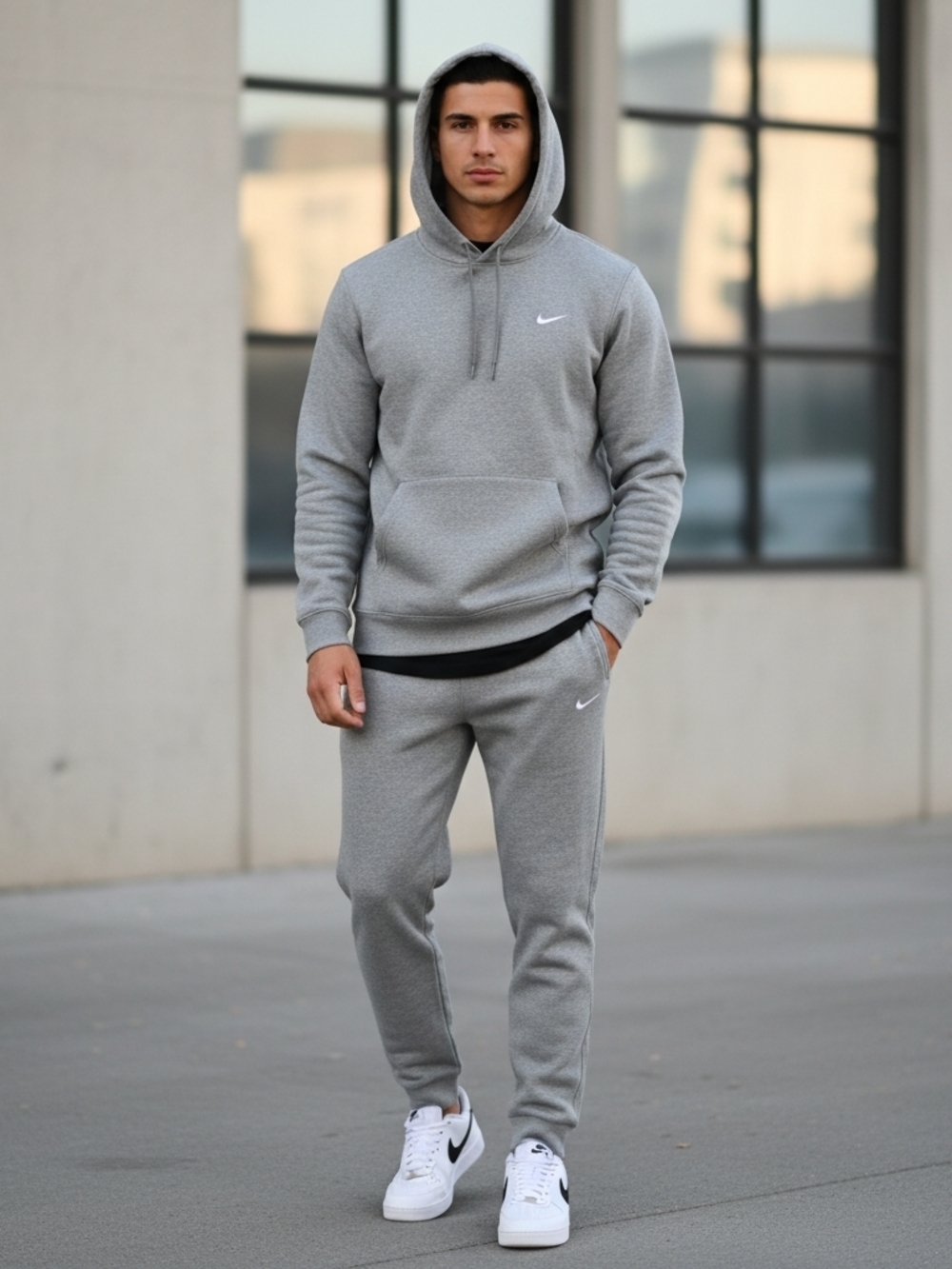 Nike Grey Hooded Pullover with Swoosh